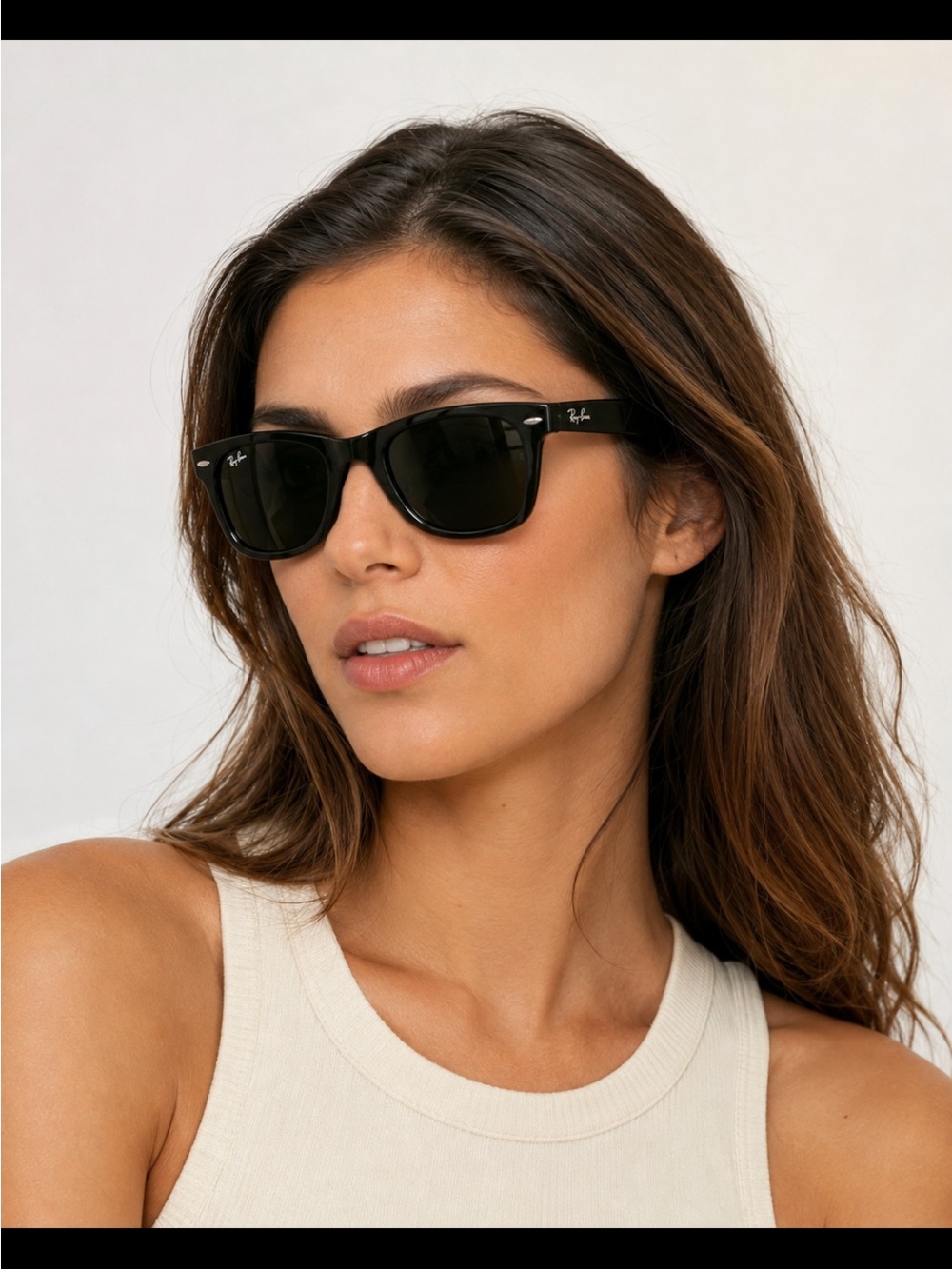 Ray-Ban Folding Wayfarer Sunglasses - Black with Green Lenses 100% Authentic.
